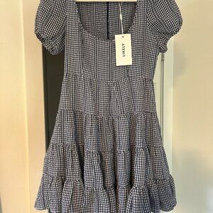 Likely Blue & White Plaid Dress